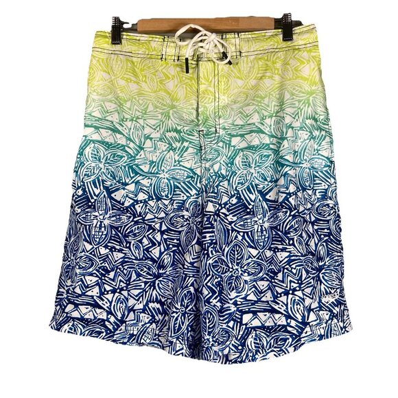 SPEEDO MENS L SWIM TRUNKS SHORTS DRAWSTRING ELASTIC WAIST MESH LINED Tropical - Picture 3 of 9